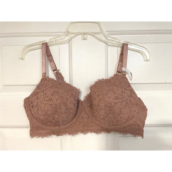 NWOT Aerie Lace Balconette Bra Padded Underwire Convertible Racerback‎ 38D Brown - Picture 1 of 9